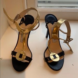 JIMMY CHOO black and gold heel with dust bag